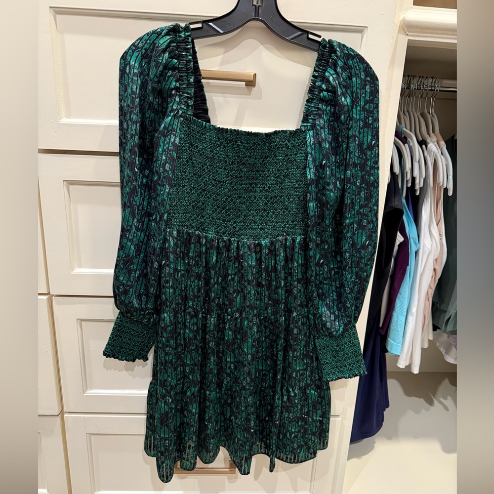 Alice + Olivia Emerald and Black Textured Dress